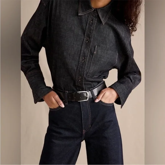 NWT! Banana Republic Dark Rinse Wash The Icon Classic Wide-Leg Jean 🩷 825977 - Picture 4 of 9